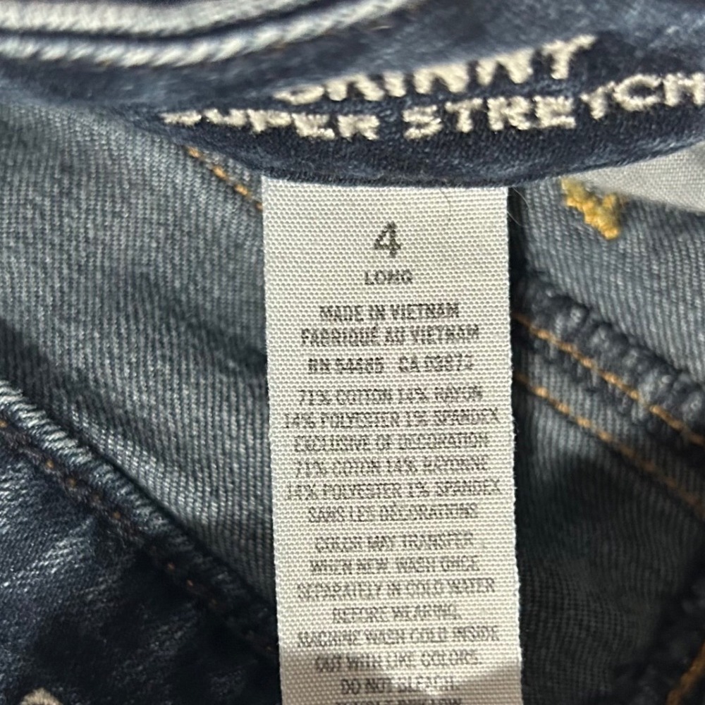 American Eagle Skinny Super Stretch Dark Wash Blue Jeans Women's 4 Long Low Rise - Picture 6 of 9